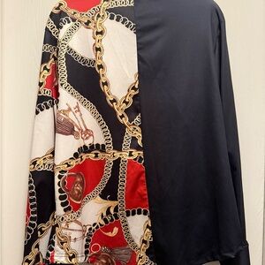 Black and Red Chain Print Blouse